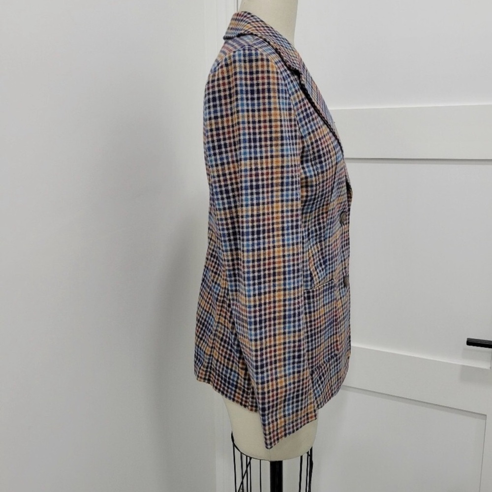 St John’s Bay Vintage Checked Plaid Houndstooth Cotton Tailored Blazer Jacket - Picture 3 of 3